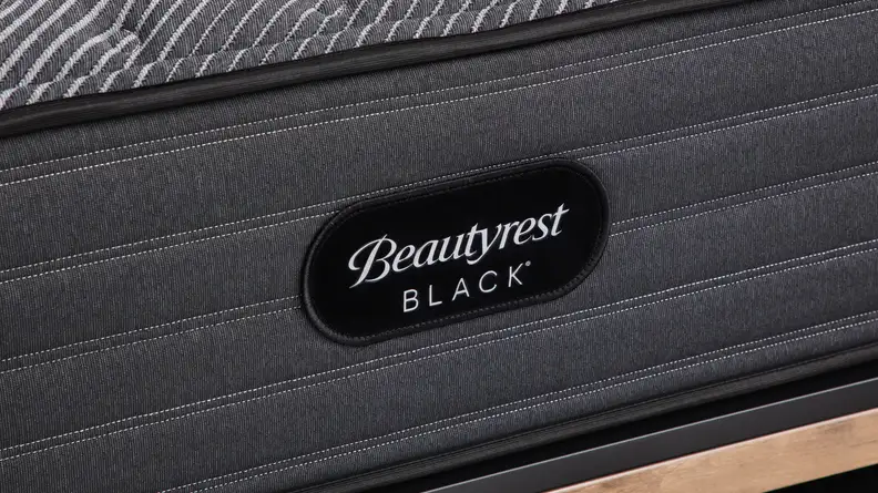Close-up of the Beautyrest logo on the side of the mattress.