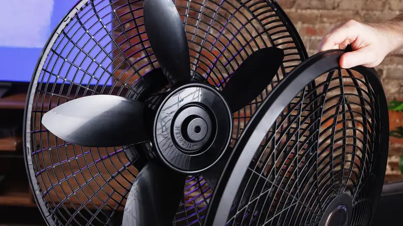 The top of the fan being assembled.