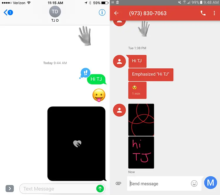 iMessage reactions and Digital Touch drawings on Android