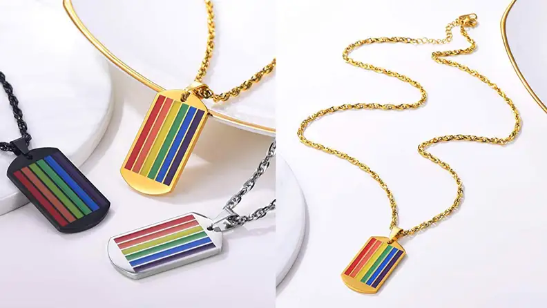 PROSTEEL Rainbow Dog Tag Necklace