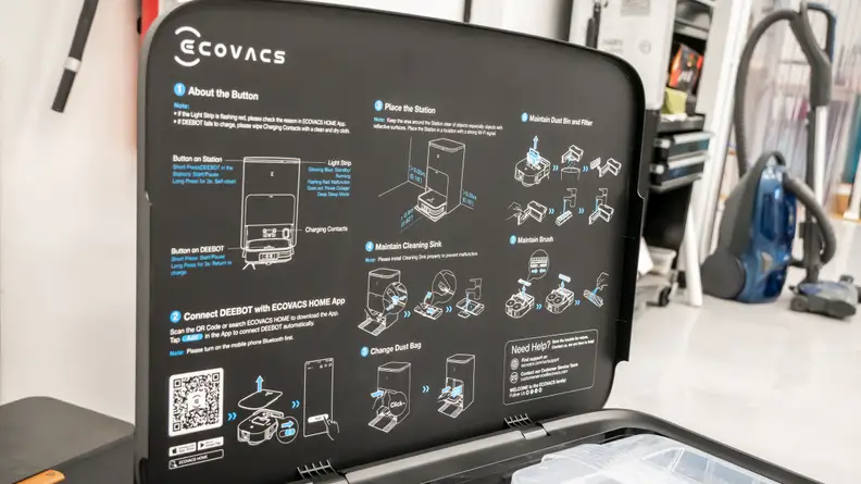 The setup instructions for the X2 writing inside the dock lid.