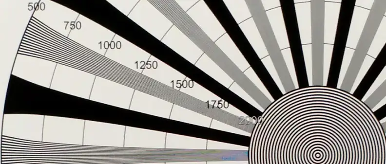 A 100% crop of a 4K video test chart shot by the Moto X 2014 edition