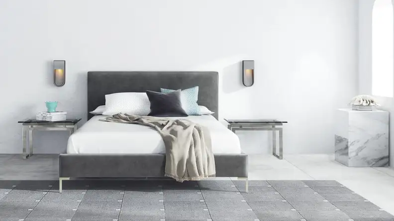 This velvet bed frame is the epitome of elegant.