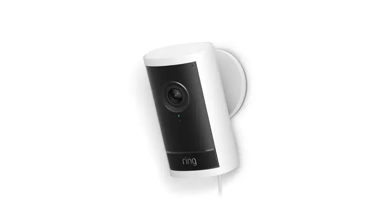 White ring camera on a white background