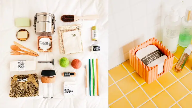 An assortment of cleaning and beauty supplies.