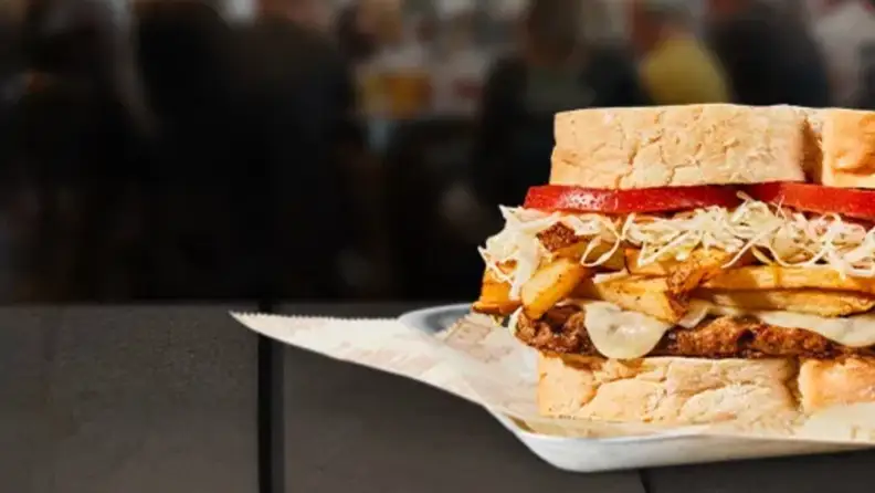 A sandwich cut in half