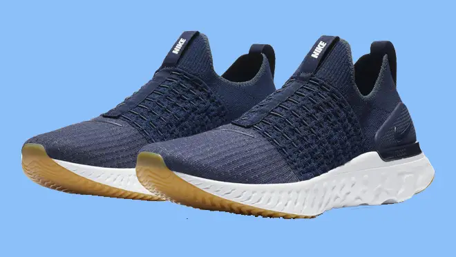 A blue pair of Nike shoes on a blue background