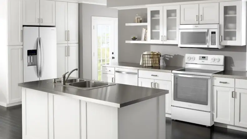 Kitchen with white appliances