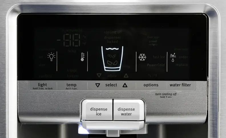 Even the Maytag MFX2876DRM's control panel, with its ridged lower section and large buttons, and an industrial feel to it.