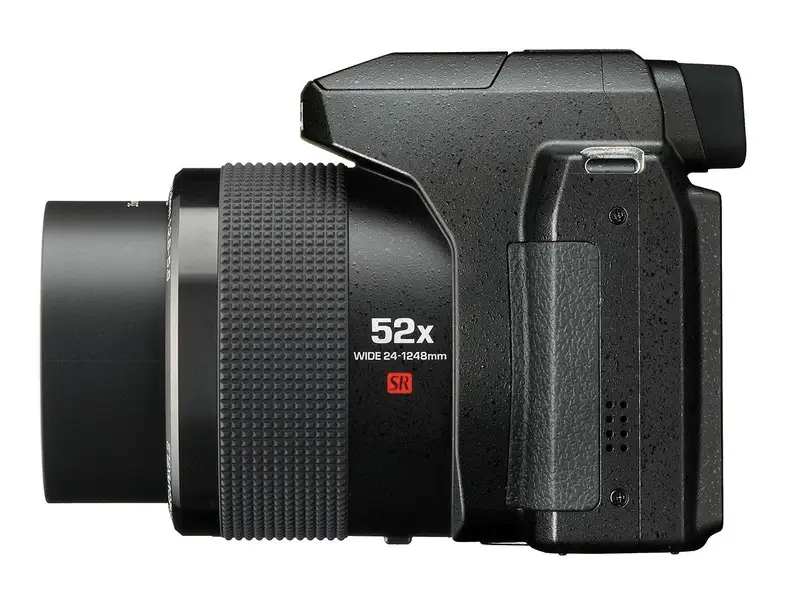 The Pentax XG-1 has a 52x optical zoom that telescopes out from the body.