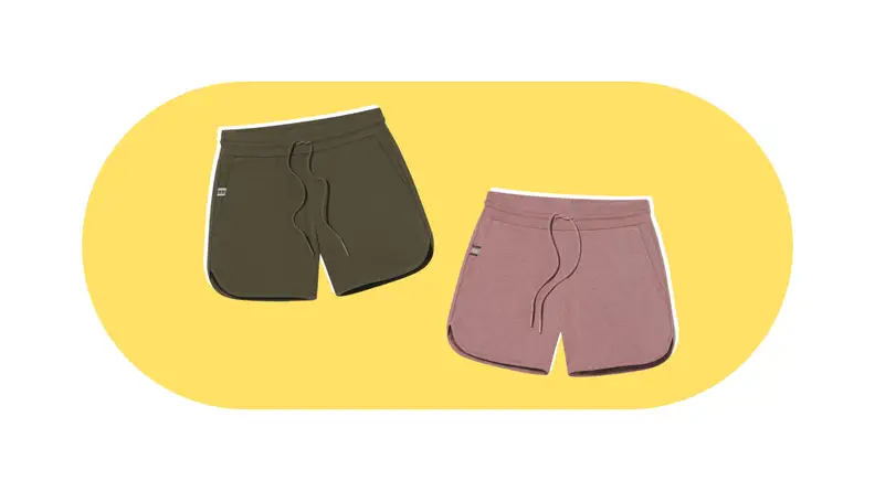 A pair of pink sweatshorts.