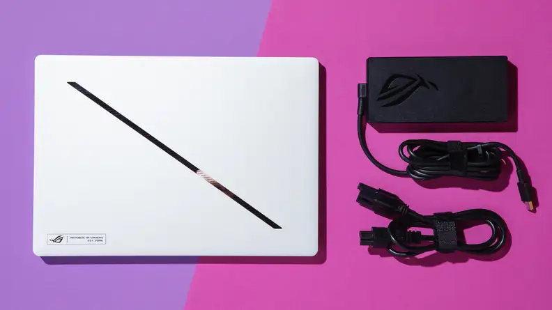 The Asus ROG Zephyrus G14 and it's accessories.