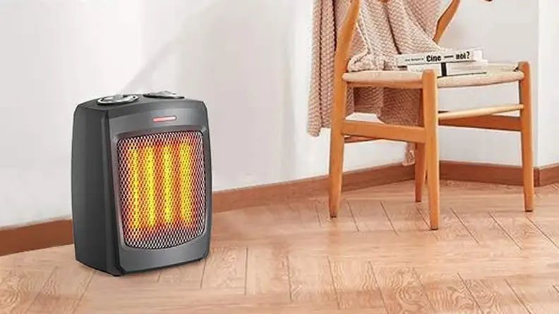 An andily space heater in a living room.