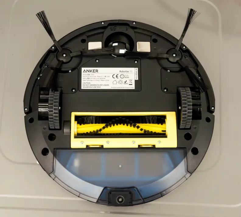 Like other robot vacuums you've seen, the RoboVac uses two brushes on the side and one in the middle to pick up dirt.