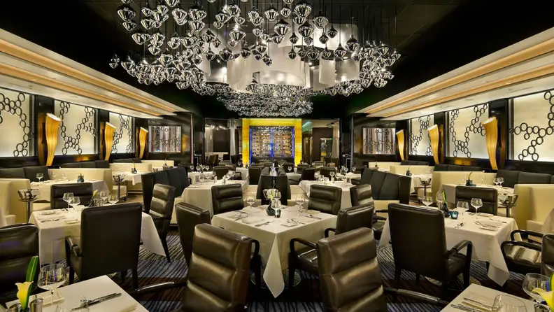 A luxurious fine dining restaurant at a casino resort