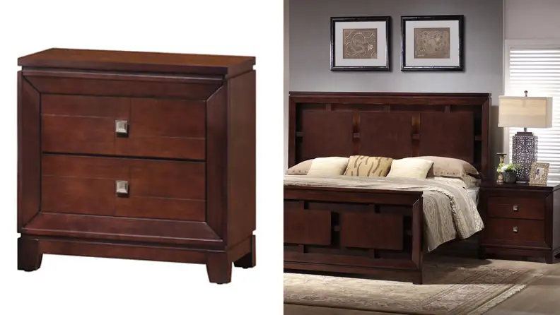 Home Depot nightstand by bed