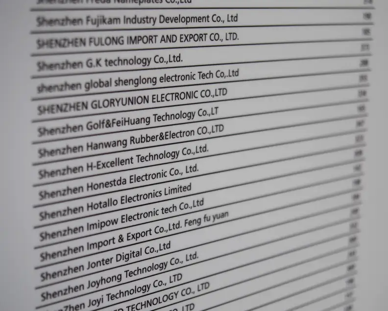 A list of Shenzhen-based companies at IFA 2015