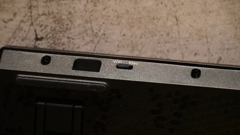 Close-up of the Windows/Mac switch of the keyboard.