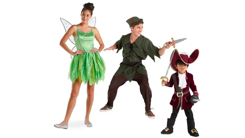 A woman as Tinkerbell, a man as Peter Pan, a boy as Captain Hook.