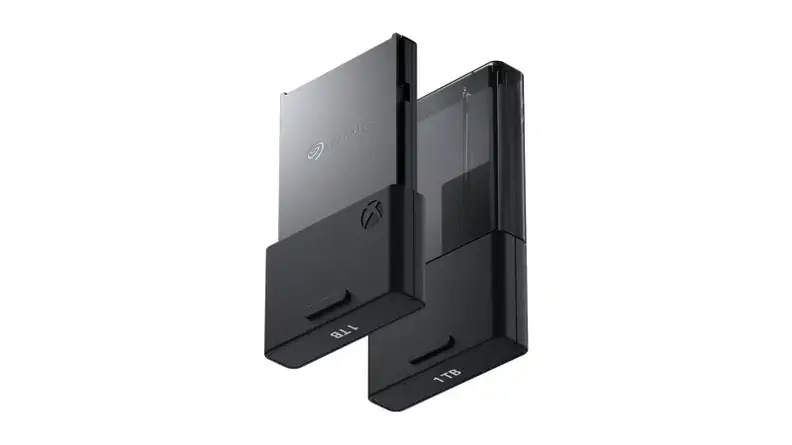 A close up of two 1TB SSDs for the Xbox