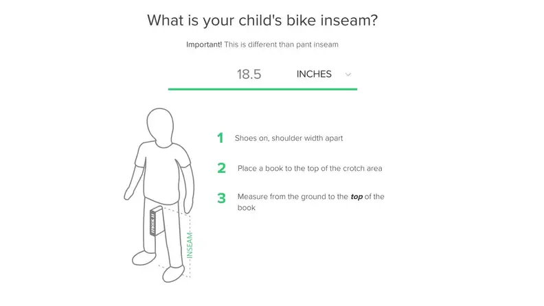 An image of how to measure a child for a bike.