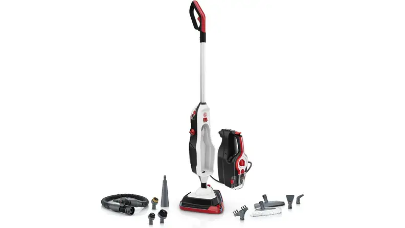 Hoover Steamer with accessories on a white background