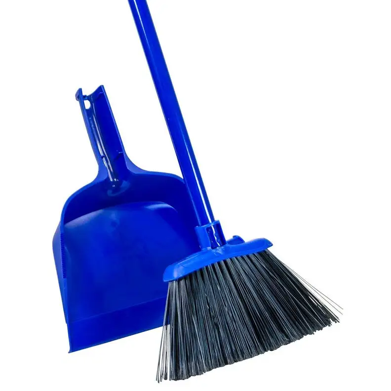 Blue broom and dustpan