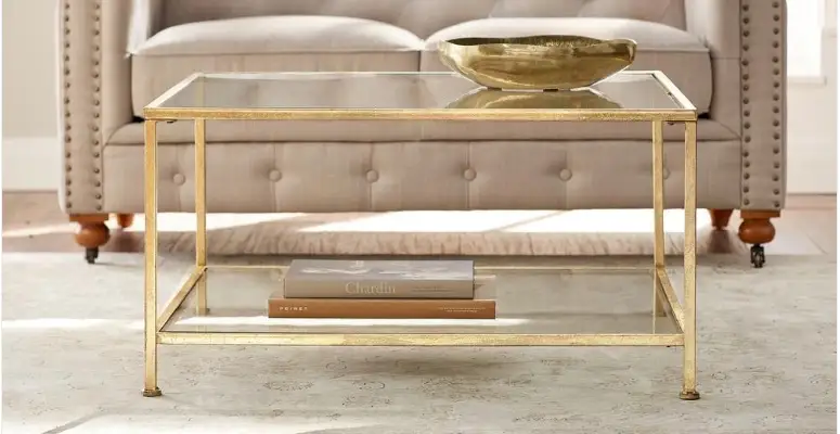 A Bella aged glass square coffee table