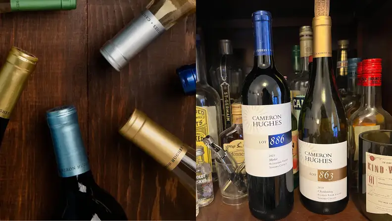 A collection of CH Wine bottles.