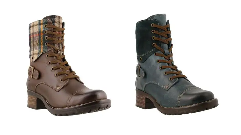 Winter lace-up boots.