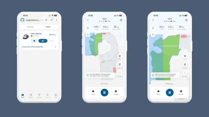 Three screen shots from the Eufy app
