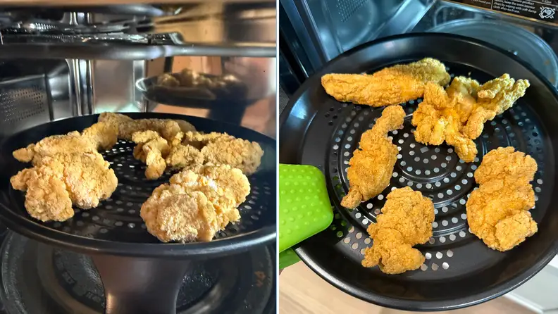 Air-fried chicken tenders from the Sharp 900W Countertop Convection Microwave