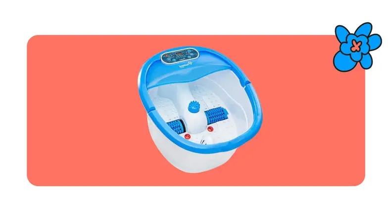 Ivation foot spa massager on a red background