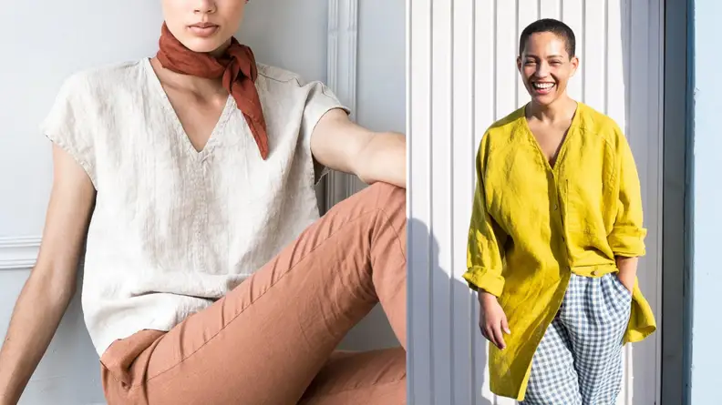 women modeling linen clothing