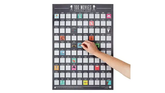 Person scratching off of movie scratch off poster