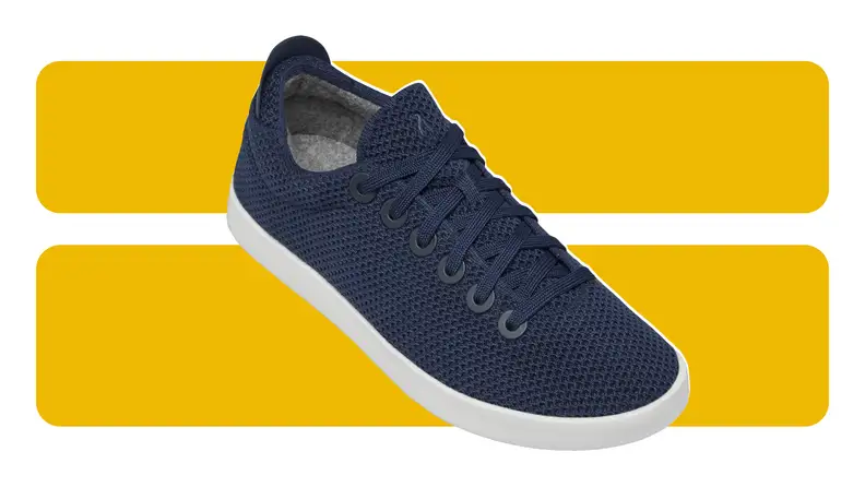 Blue sneakers.