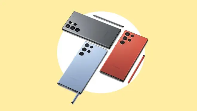 3 samsung phone in various colors