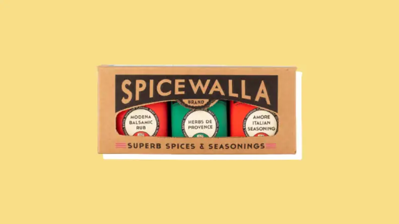 Spicewalla 3-pack spice blend on yellow background