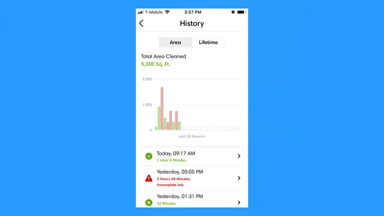 The i7+ keeps track of home much and where it has cleaned.