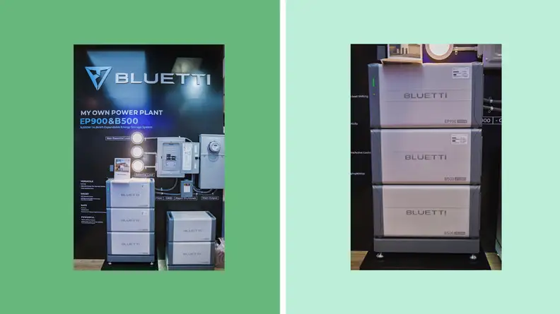 Shots of the Bluetti AP9+500 backup power stations at the CES 2023 event.