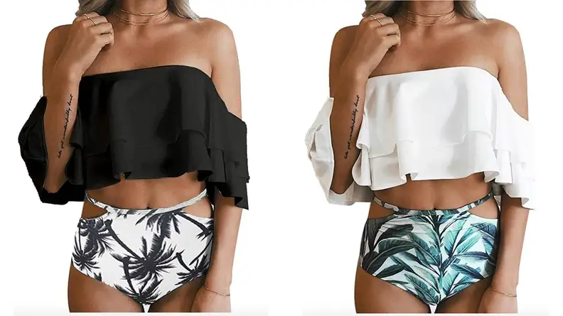 Tempt Me Two Piece With Print Cut Out Bottoms
