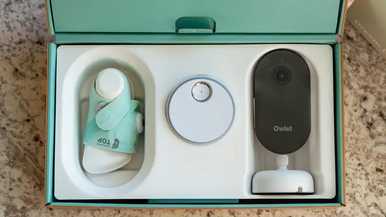 Owlet Dream Sock and Dream Sight camera in box.