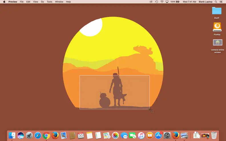 Drag to select the area you wish to capture. Release the mouse or trackpad to take a screenshot.