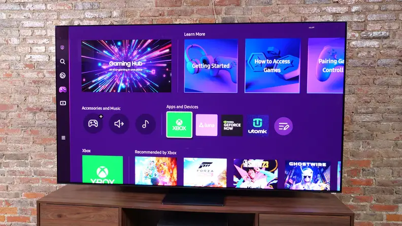 The Samsung S95C in its home menu.