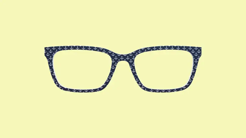 top of glasses on yellow background