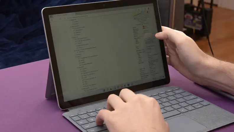 Person swipes on the touch display