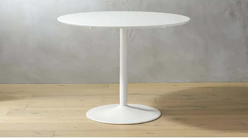 A tulip table works in an eat-in kitchen or a dining room.