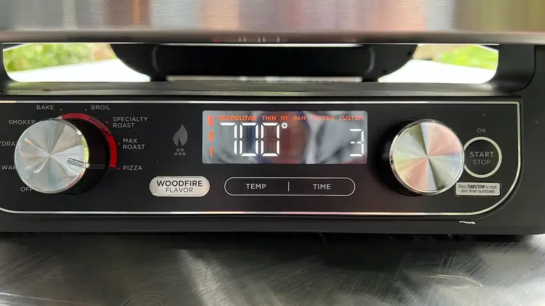 Control panel with temperature settings on Ninja Woodfire Outdoor Oven.
