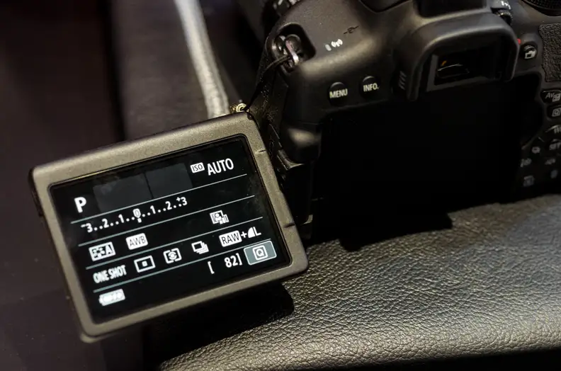 The T6i's variangle screen makes video shooting a snap.