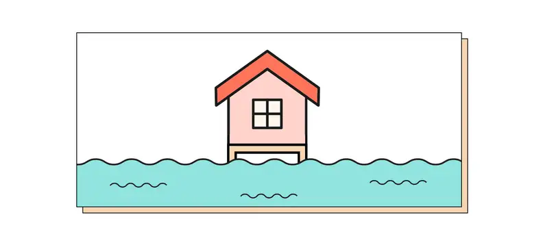 Infographic of a house in coastal floodwaters.